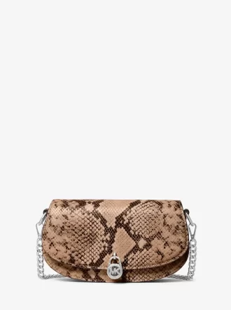 Bolso bandolera convertible Mila pequeño con estampado de serpiente