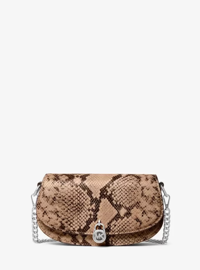 Bolso bandolera convertible Mila pequeño con estampado de serpiente Bolso bandolera convertible Mila pequeño con estampado de serpiente
