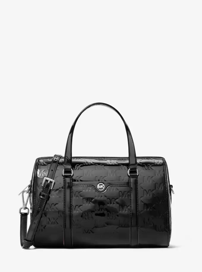 Bolso bandolera de lona Jet Set Medium Patent Logo Rebossed Bolso bandolera de lona Jet Set Medium Patent Logo Rebossed