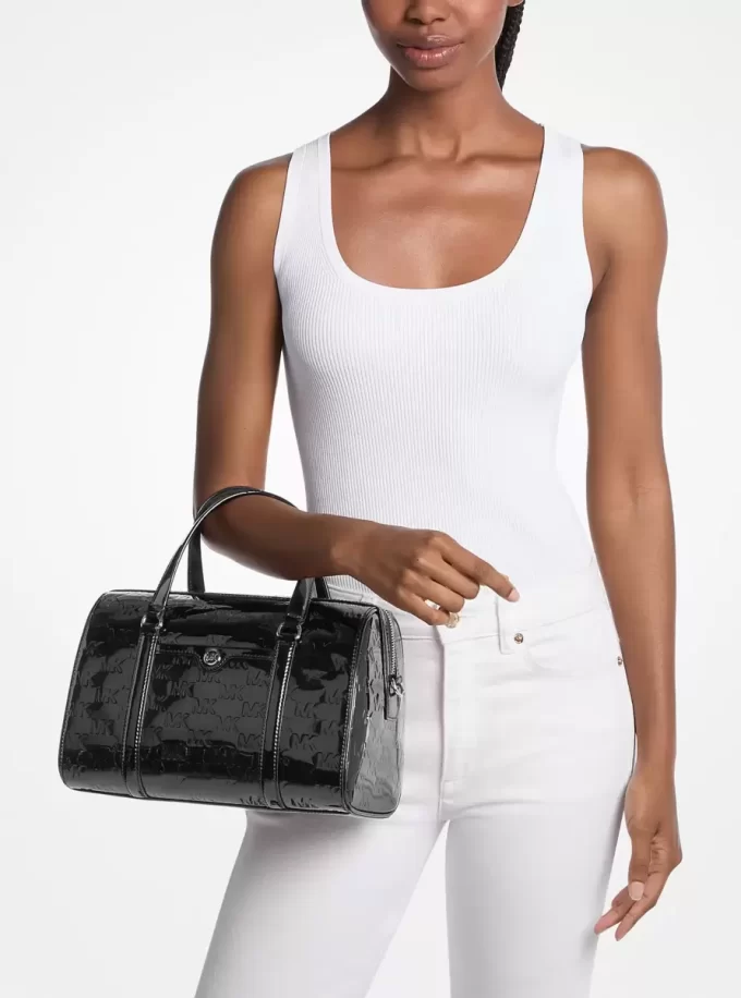 Bolso bandolera de lona Jet Set Medium Patent Logo Rebossed Bolso bandolera de lona Jet Set Medium Patent Logo Rebossed