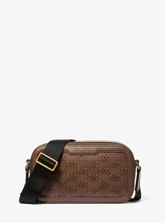 Bolso bandolera de piel bruñida con el logotipo de Hudson en relieve Bolso bandolera de piel bruñida con el logotipo de Hudson en relieve