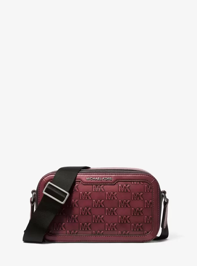 Bolso bandolera de piel bruñida con el logotipo de Hudson en relieve Bolso bandolera de piel bruñida con el logotipo de Hudson en relieve