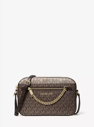 Bolso bandolera grande Jet Set con logotipo metálico de la firma