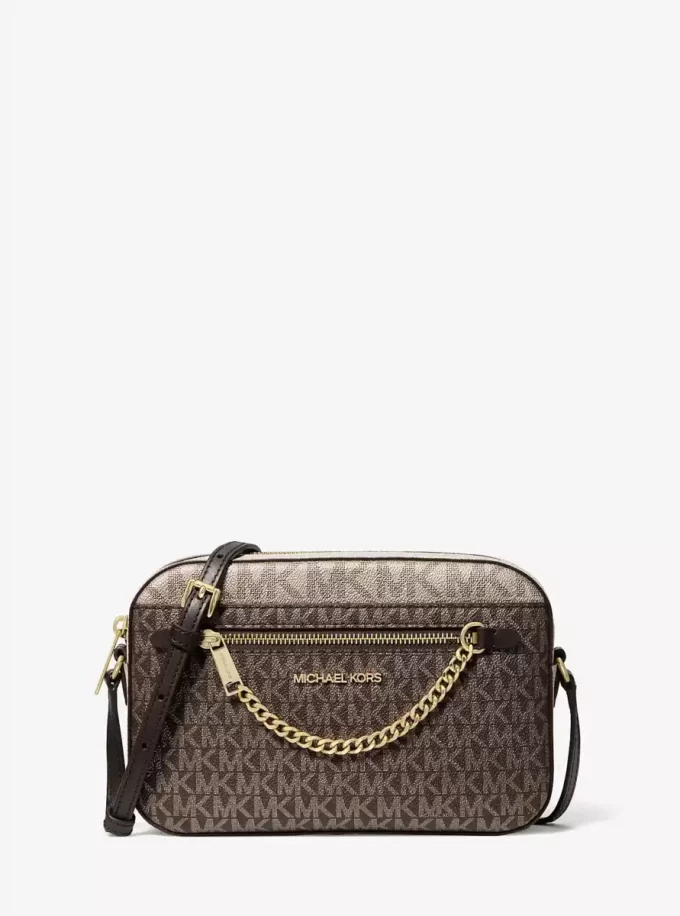 Bolso bandolera grande Jet Set con logotipo metálico de la firma Bolso bandolera grande Jet Set con logotipo metálico de la firma
