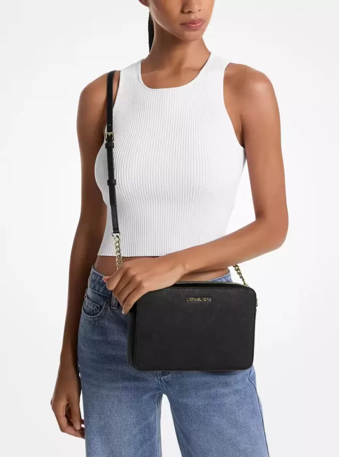 Bolso bandolera grande Jet Set de piel saffiano