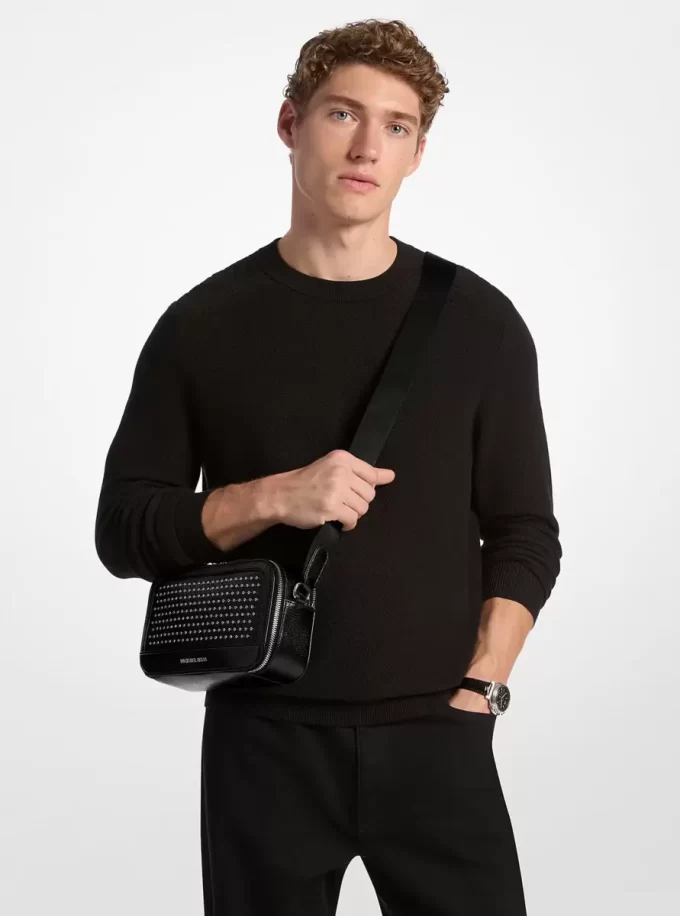 Bolso bandolera Hudson de piel con ojales Bolso bandolera Hudson de piel con ojales