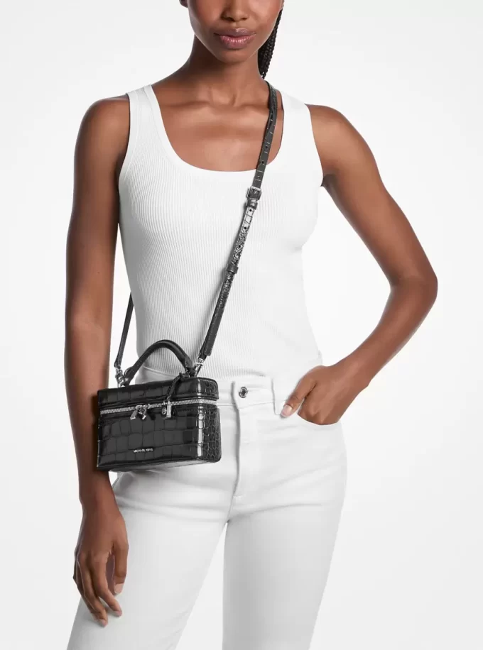 Bolso bandolera Jana extra pequeño de piel con relieve de cocodrilo Bolso bandolera Jana extra pequeño de piel con relieve de cocodrilo
