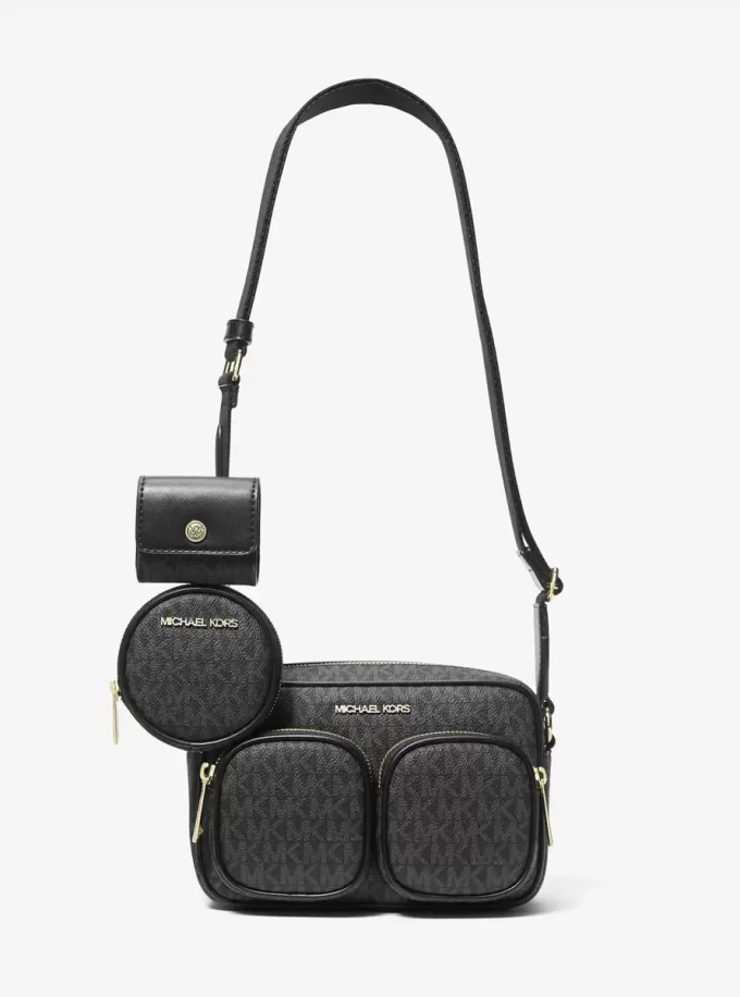 Bolso bandolera Jet Set mediano con el logo de la marca y estuche para Apple AirPods Pro®.