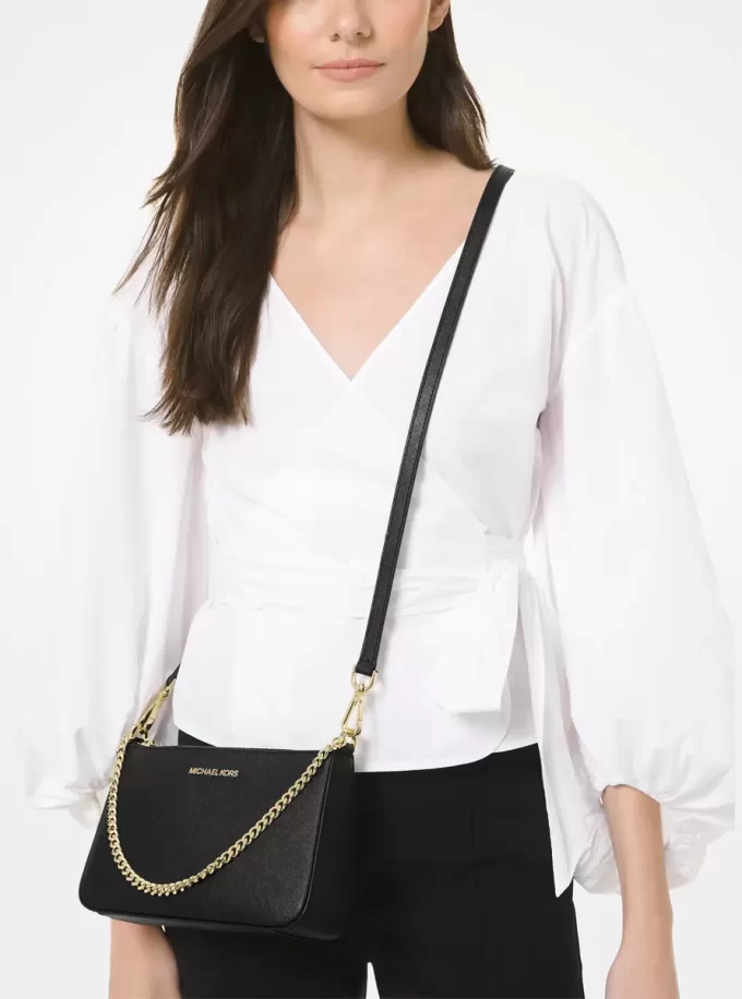 Bolso bandolera Jet Set mediano de piel saffiano
