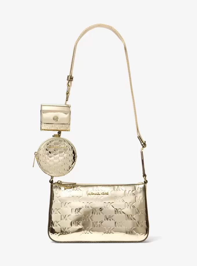 Bolso bandolera Jet Set pequeño con logotipo metálico grabado y estuche para Apple AirPods Pro®