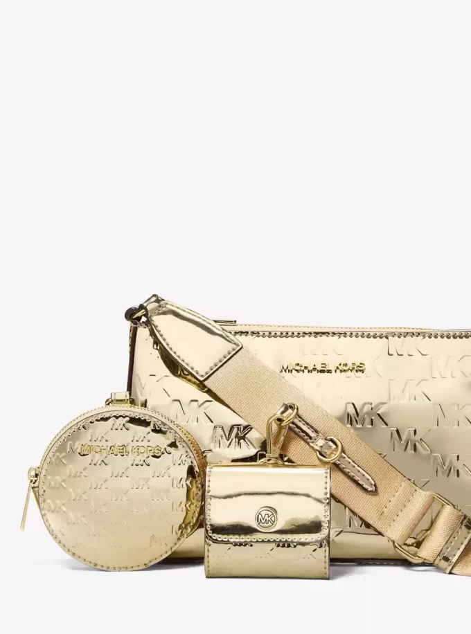 Bolso bandolera Jet Set pequeño con logotipo metálico grabado y estuche para Apple AirPods Pro®