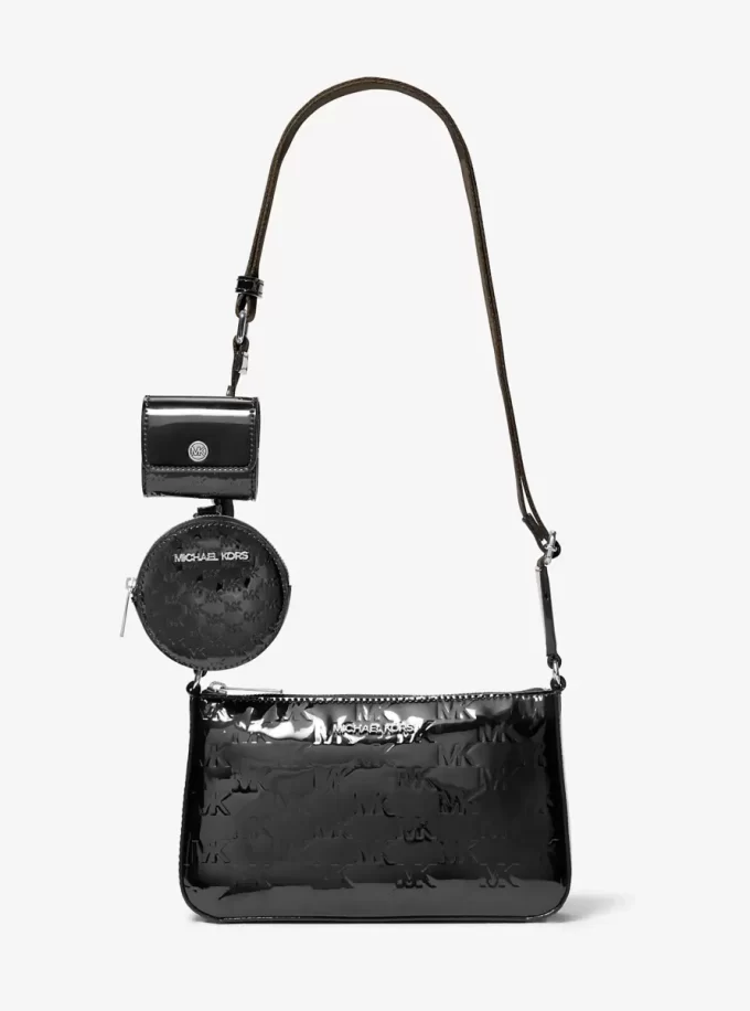 Bolso bandolera Jet Set Small con logotipo de patente grabado y estuche para Apple AirPods Pro®.