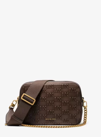 Bolso bandolera mediano de piel bruñida con logotipo en relieve de Bryant Bolso bandolera mediano de piel bruñida con logotipo en relieve de Bryant