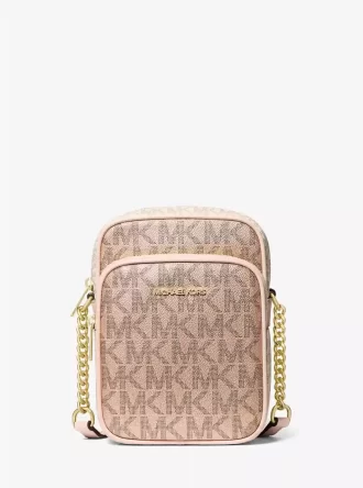 Bolso bandolera mediano Jet Set con logotipo metálico de la firma