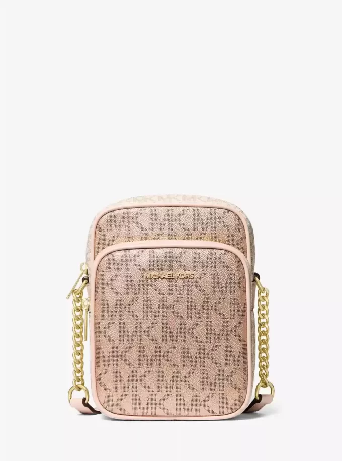 Bolso bandolera mediano Jet Set con logotipo metálico de la firma