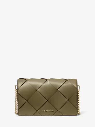 Bolso bandolera mediano Jet Set de piel tejida