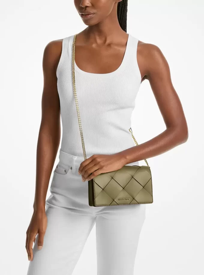Bolso bandolera mediano Jet Set de piel tejida Bolso bandolera mediano Jet Set de piel tejida
