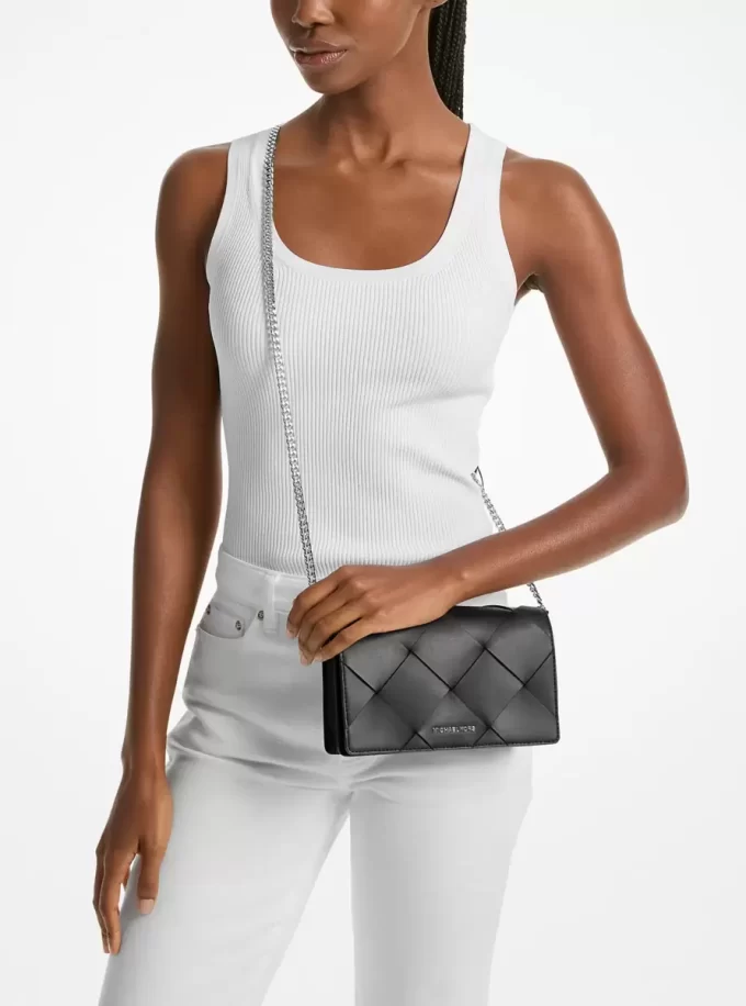 Bolso bandolera mediano Jet Set de piel tejida Bolso bandolera mediano Jet Set de piel tejida