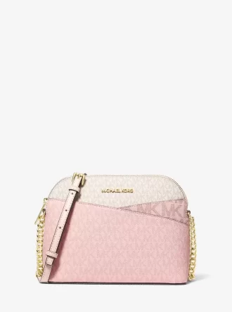 Bolso bandolera mediano Jet Set Travel con logo de la firma y bloques de color