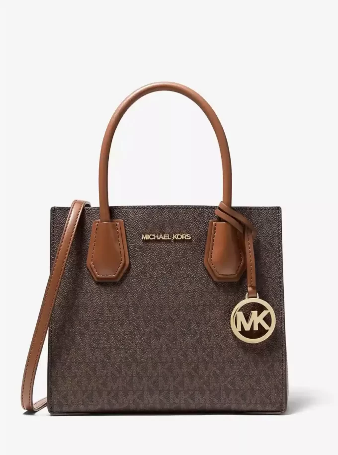 Bolso bandolera Mercer mediano con logo y acordeón de piel