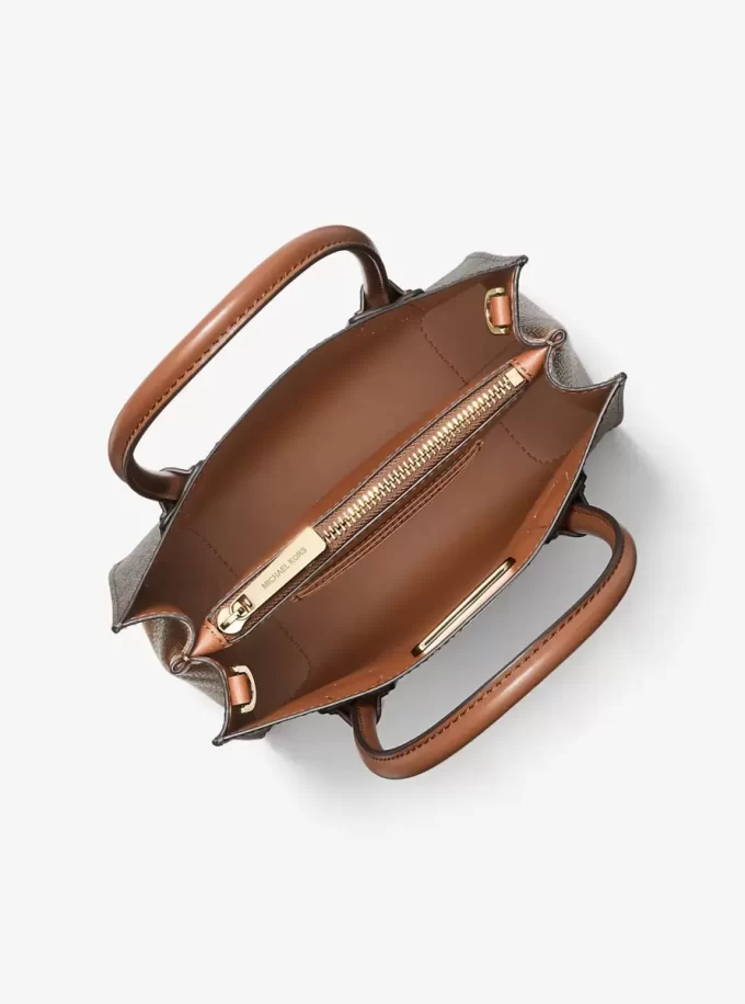 Bolso bandolera Mercer mediano con logo y acordeón de piel