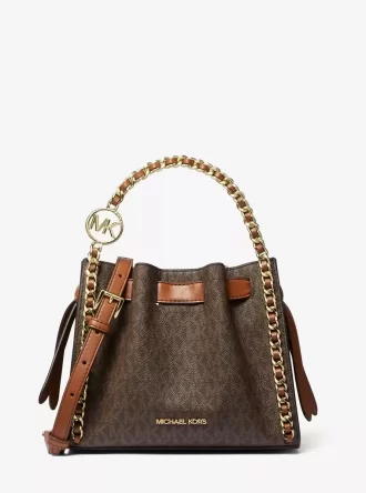 Bolso bandolera Mina pequeño con cadena y logotipo de la firma