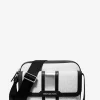 Bolso bandolera para cámara mediano con rayas y logotipo de la firma Cooper