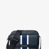 Bolso bandolera para cámara mediano con rayas y logotipo de la firma Cooper