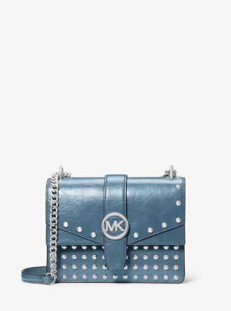Bolso bandolera pequeño Greenwich con tachuelas y efecto desgastado