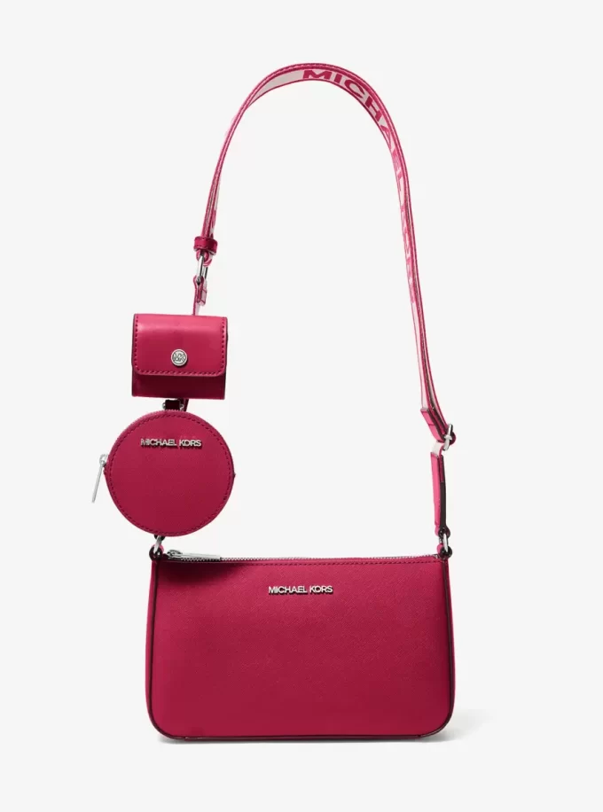 Bolso bandolera pequeño Jet Set de piel saffiano con estuche para Apple AirPods Pro® Bolso bandolera pequeño Jet Set de piel saffiano con estuche para Apple AirPods Pro®