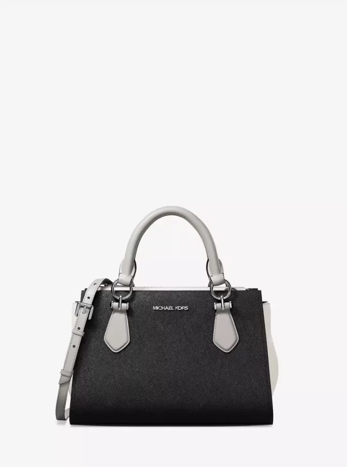 Bolso bandolera pequeño Marilyn de piel saffiano con bloques de color Bolso bandolera pequeño Marilyn de piel saffiano con bloques de color