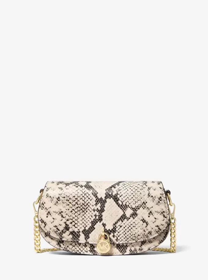 Bolso bandolera pequeño Mila con relieve de serpiente