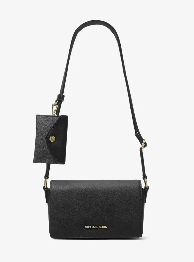 Bolso bandolera pequeño Vincent de piel saffiano con tarjetero y logotipo exclusivo Bolso bandolera pequeño Vincent de piel saffiano con tarjetero y logotipo exclusivo