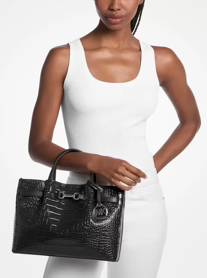 Bolso Carson mediano con relieve de cocodrilo Bolso Carson mediano con relieve de cocodrilo
