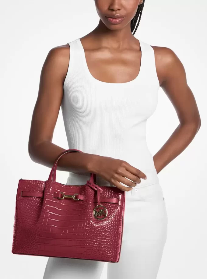 Bolso Carson mediano con relieve de cocodrilo Bolso Carson mediano con relieve de cocodrilo