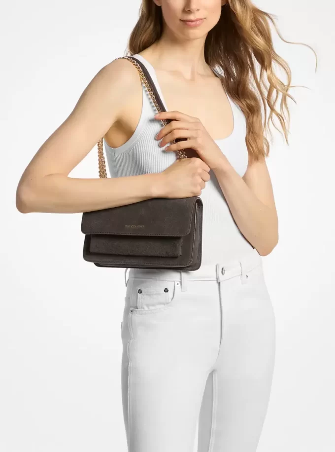 Bolso de hombro grande de ante Claire