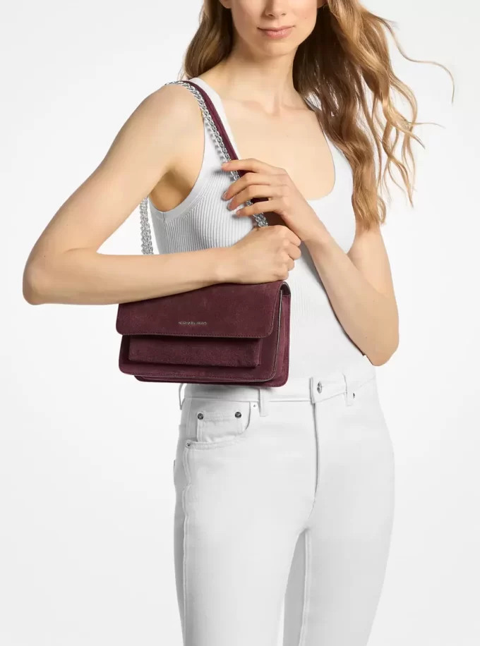 Bolso de hombro grande de ante Claire