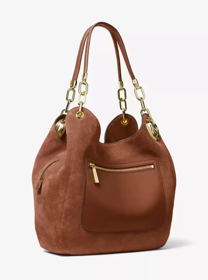 Bolso de hombro grande de ante Lillie