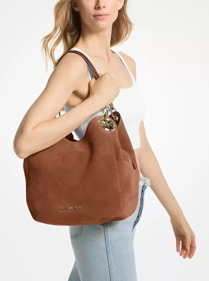 Bolso de hombro grande de ante Lillie