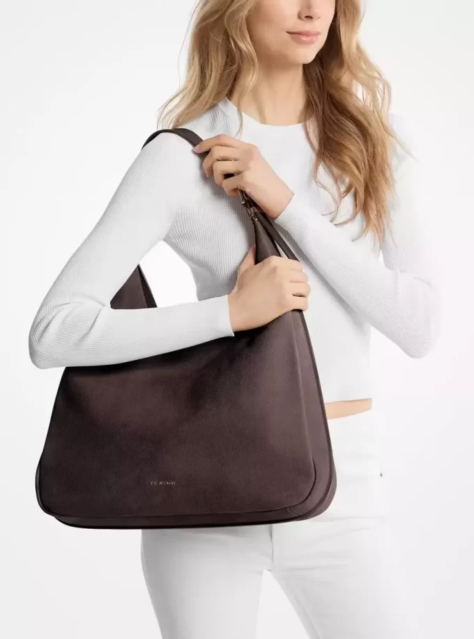 Bolso de hombro grande de nobuk Nolita