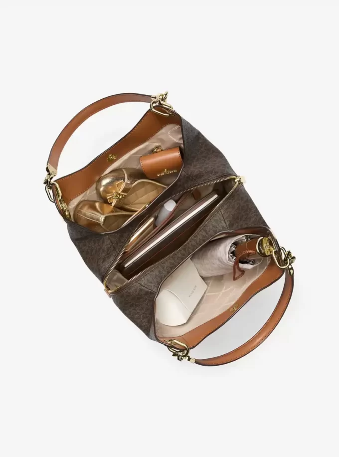 Bolso de hombro grande Lillie con logotipo de la firma