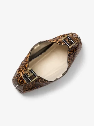 Bolso de hombro grande Nolita de pelo de becerro con estampado de leopardo Bolso de hombro grande Nolita de pelo de becerro con estampado de leopardo