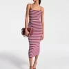 Vestido midi a rayas de mezcla de viscosa elástica Vestido midi a rayas de mezcla de viscosa elástica