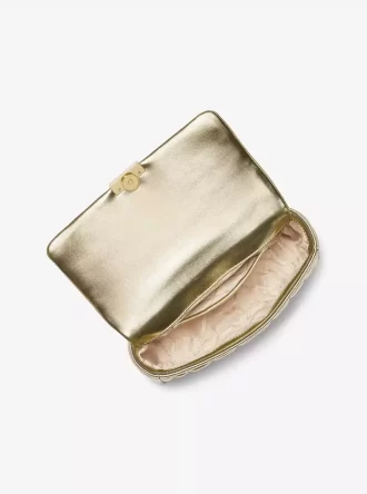 Bolso de hombro grande Tribeca de piel acolchada metalizada