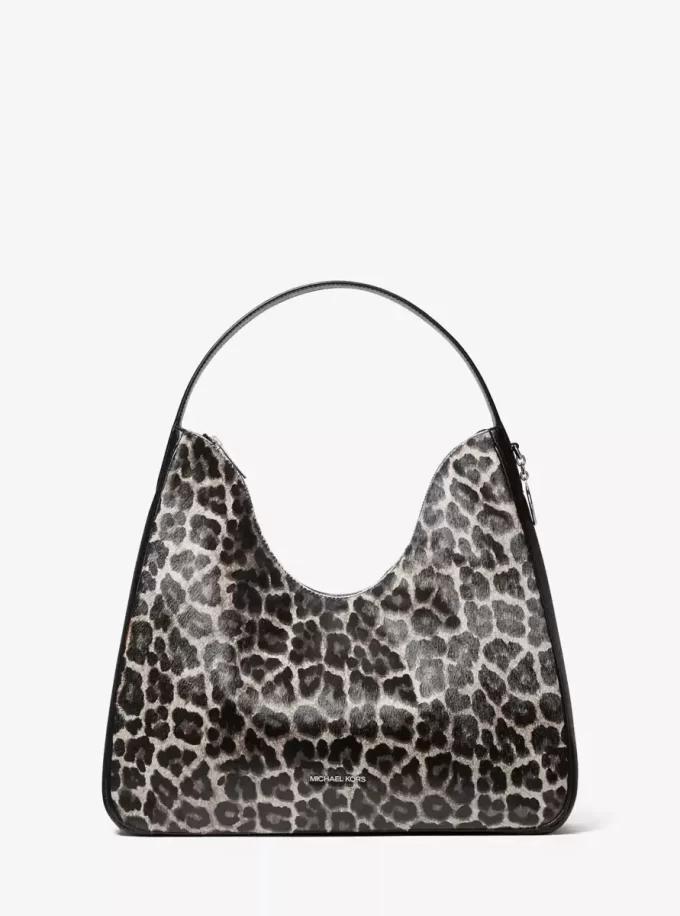 Bolso de hombro hobo Nayla mediano de pelo de becerro con estampado de leopardo Bolso de hombro hobo Nayla mediano de pelo de becerro con estampado de leopardo