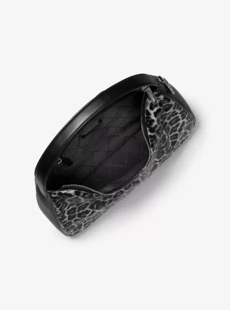Bolso de hombro hobo Nayla mediano de pelo de becerro con estampado de leopardo