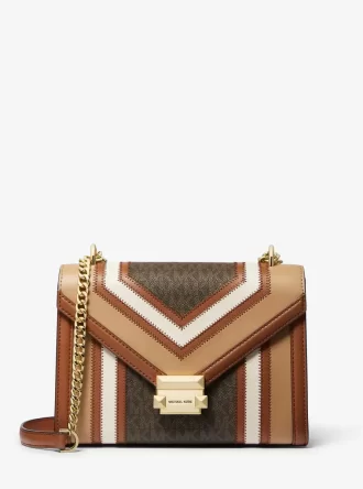 Bolso de hombro mediano Whitney con bloques de color y logotipo característico