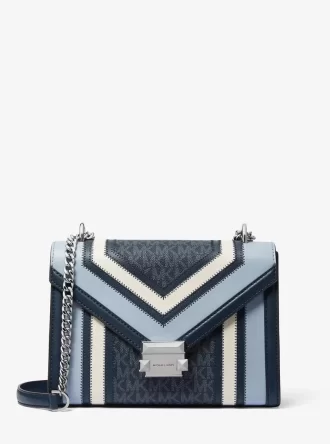 Bolso de hombro mediano Whitney con bloques de color y logotipo característico