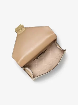 Bolso de hombro metálico adornado Whitney mediano