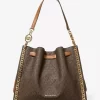 Bolso de hombro Mina grande con cadena y logotipo de la firma Bolso de hombro Mina grande con cadena y logotipo de la firma
